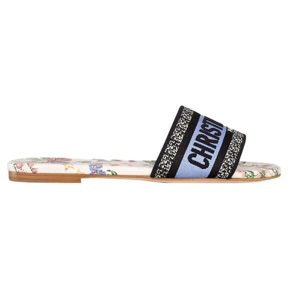 DIOR DWAY Amour 1947 Toile de Jouy Papillo Flat Slides Mules Sandals Shoes - Picture 2 of 16